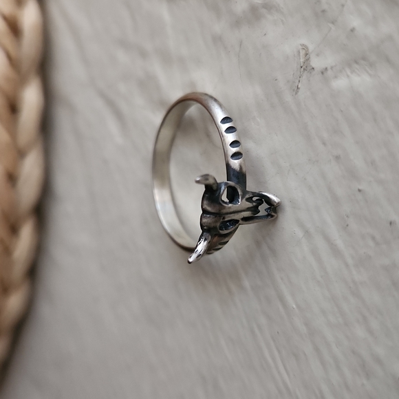 Super Cool Native American Navajo Sterling Longhorn Steer Ring 🐄 - Picture 5 of 8